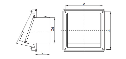 Sistema de climatización de acero inoxidable ventilación de la pared sin retorno tapa de acero inoxidable ventilación de aire exterior