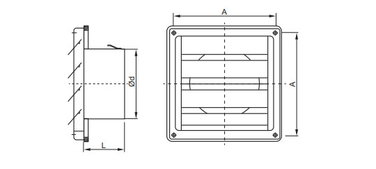 Por mayor 4 pulgadas de ventilación de aire Grill SUS304 ventilador 100mm salida de pared de ventilación de aire cuadrado, extractor de secador cuadrado